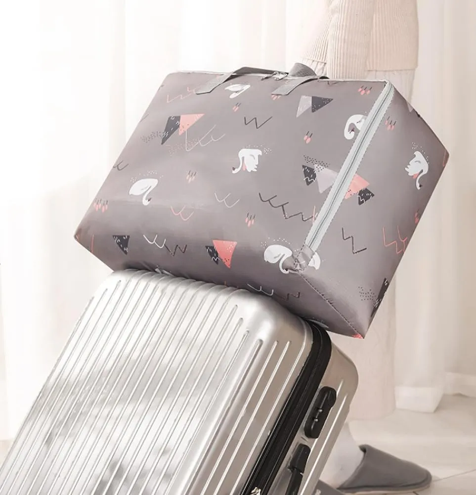 Large Capacity Luggage Bag,Waterproof Heavy-Duty Oxford Cloth Storage Totes Sapce Saving Packing Bag for Moving Travelling Storage Clothes (Black grid,M-50x35x20cm)