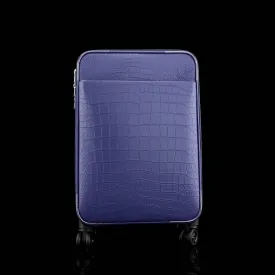Matt Genuine Crocodile Leather Travel Carry On 20-Inch  Spinner Carry-on Suitcase Blue