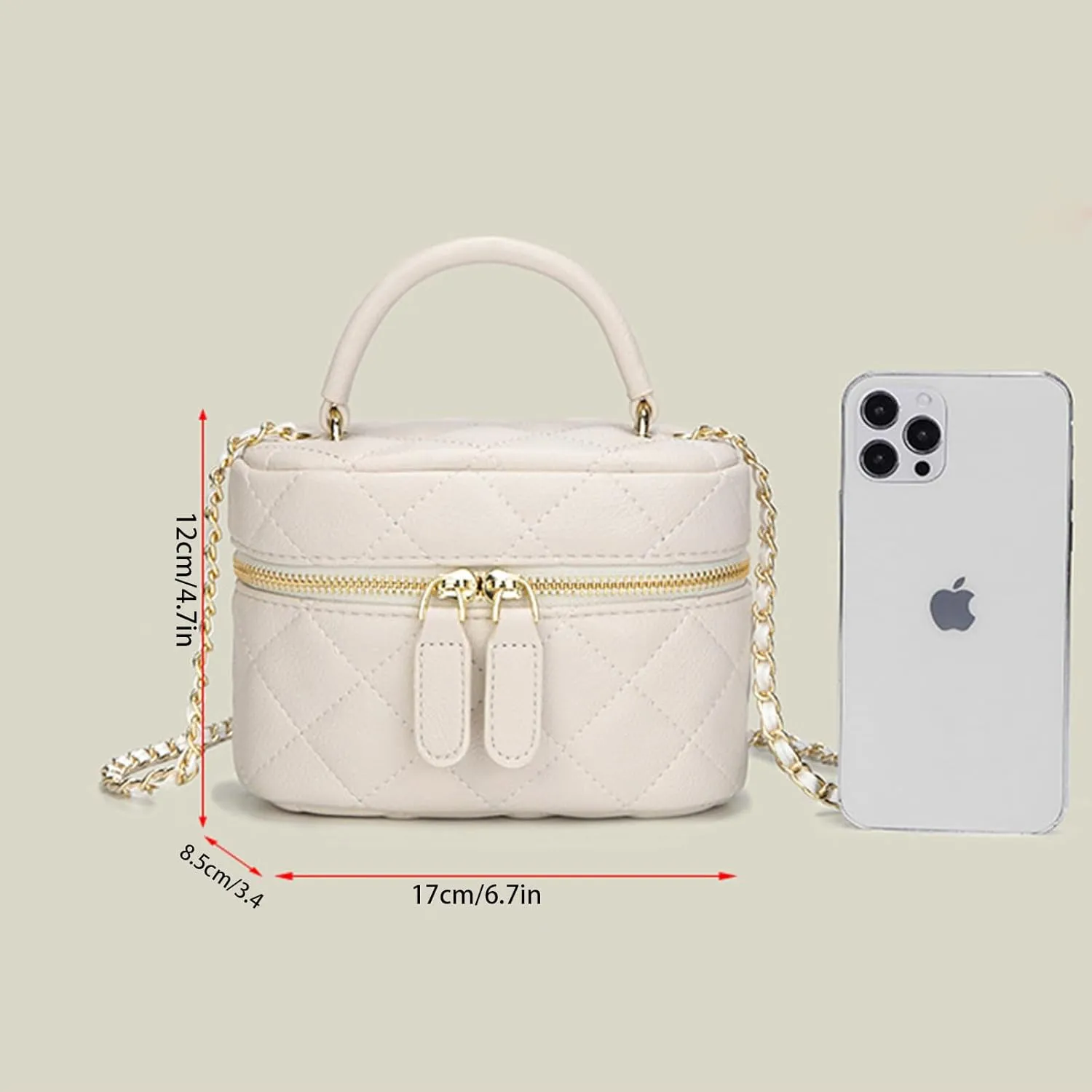 Mini Quilted Square Box Bag Crossbody Handbag With Metal Chain Strap for Women