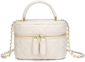 Mini Quilted Square Box Bag Crossbody Handbag With Metal Chain Strap for Women