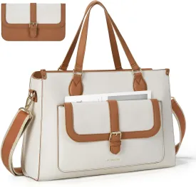 Missnine Laptop Bag with Removable Purse - 15.6 inch Computer Bag Leather Briefcase for Women Work Tote for Office, Travel