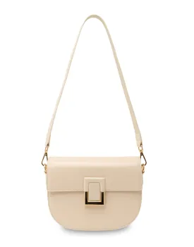 Mocha Victoria Leather Crossbody Bag- White