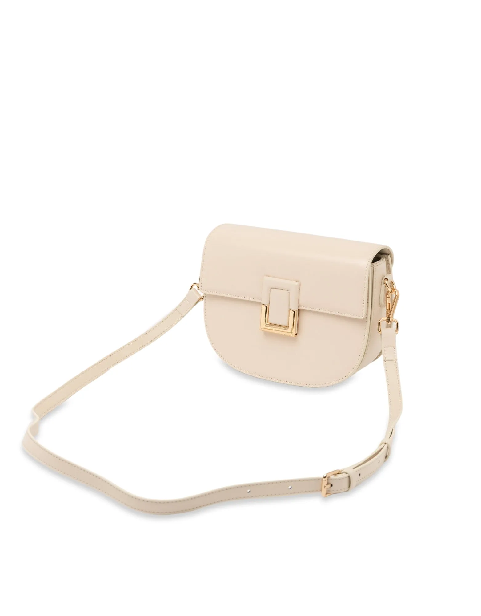 Mocha Victoria Leather Crossbody Bag- White