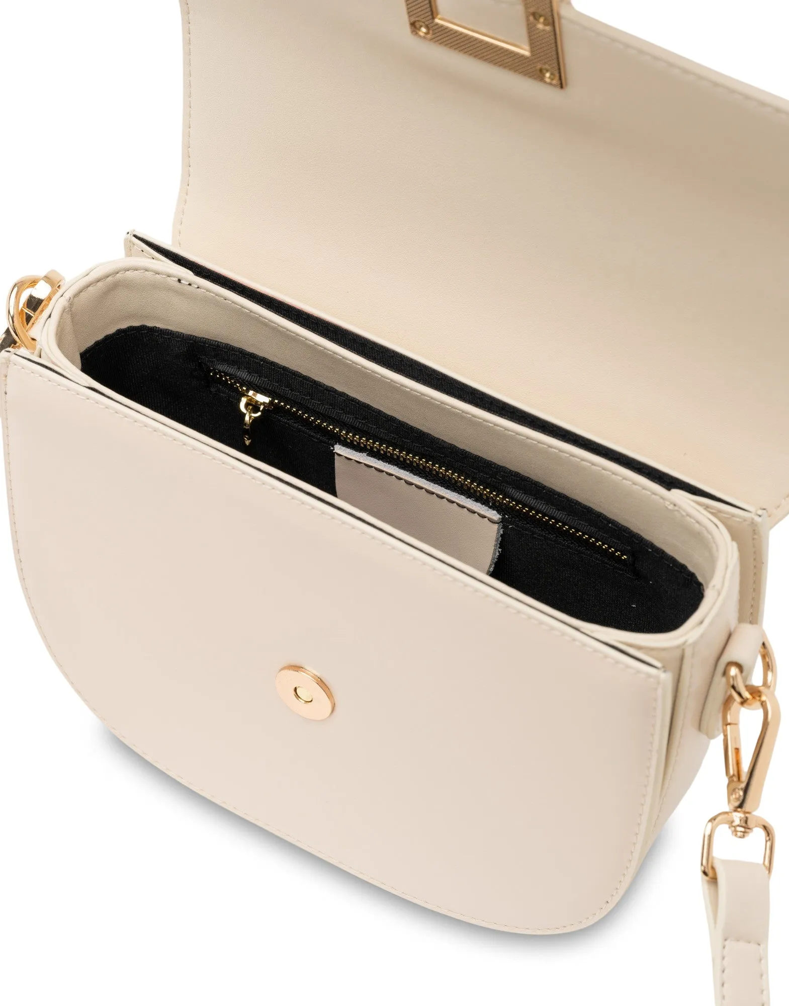 Mocha Victoria Leather Crossbody Bag- White