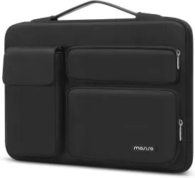 MOSISO 360 Protective Laptop Case 16 inch, 15-15.6 inch Laptop Sleeve Compatible with MacBook Pro 16, HP Acer Dell Lenovo ASUS Notebook, Side Open Bag with 2 Raised&1 Flapover Pockets, Black