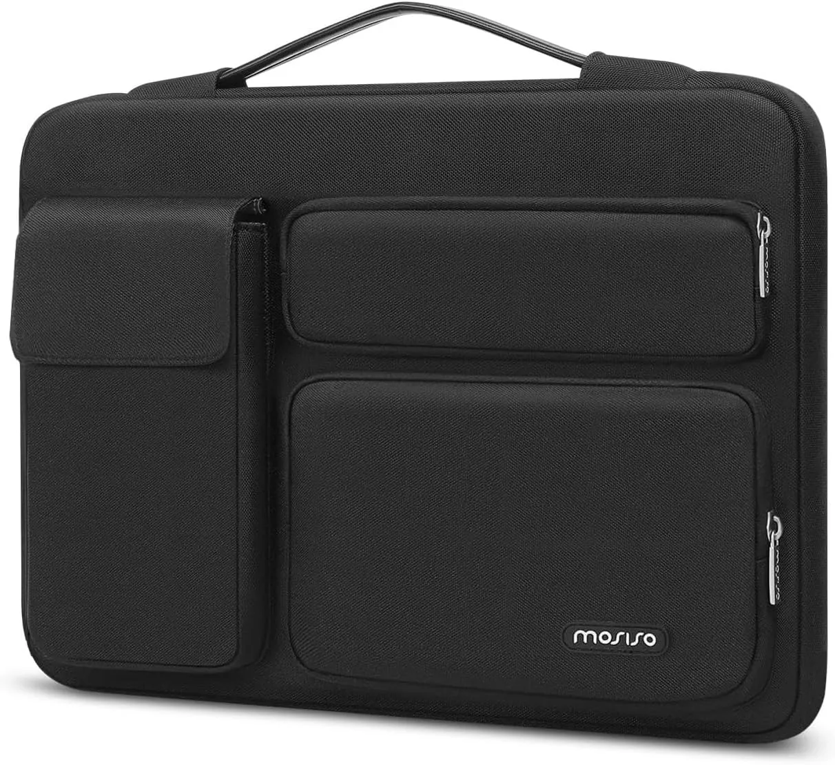 MOSISO 360 Protective Laptop Case 16 inch, 15-15.6 inch Laptop Sleeve Compatible with MacBook Pro 16, HP Acer Dell Lenovo ASUS Notebook, Side Open Bag with 2 Raised&1 Flapover Pockets, Black