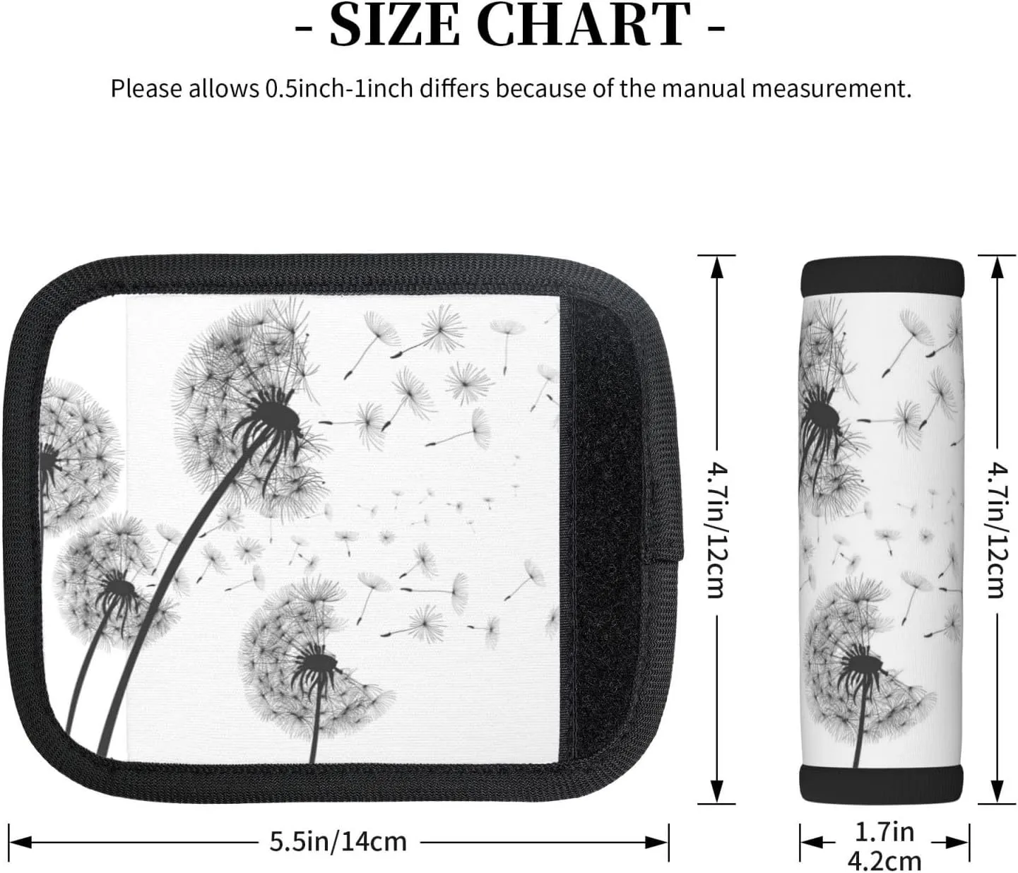 Neoprene Luggage Handle Wrap, Vintage Classic Dandelions Flowers Artwork Prints Soft Handle Covers Suitcase Luggage Handle Grip for Travel Bag