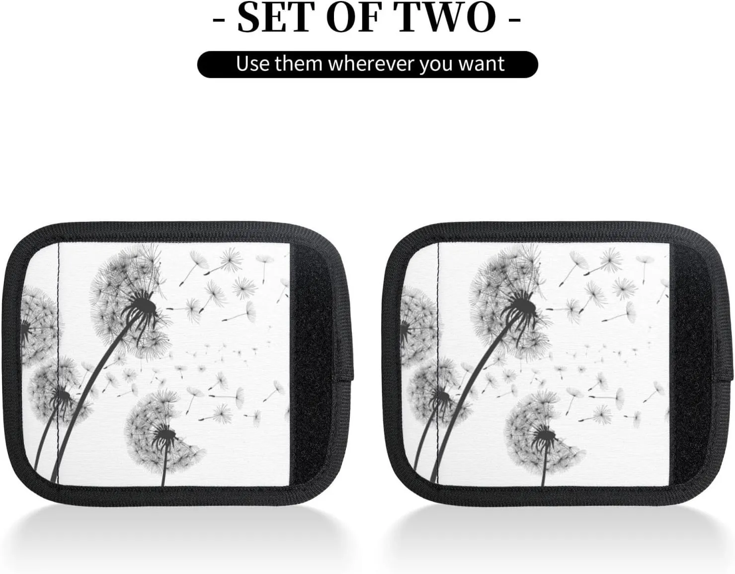 Neoprene Luggage Handle Wrap, Vintage Classic Dandelions Flowers Artwork Prints Soft Handle Covers Suitcase Luggage Handle Grip for Travel Bag
