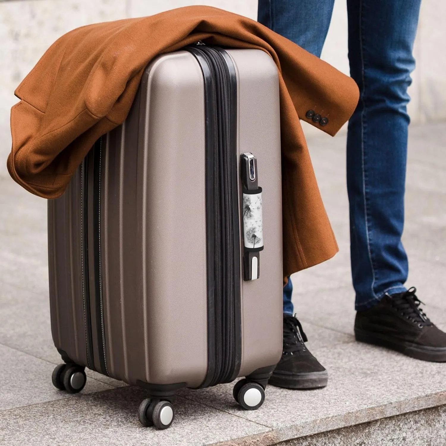 Neoprene Luggage Handle Wrap, Vintage Classic Dandelions Flowers Artwork Prints Soft Handle Covers Suitcase Luggage Handle Grip for Travel Bag