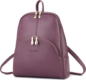 Nevenka Backpack Purse for Women Casual Shoulder Bag PU Leather Zipper Closure Adjustable Strap