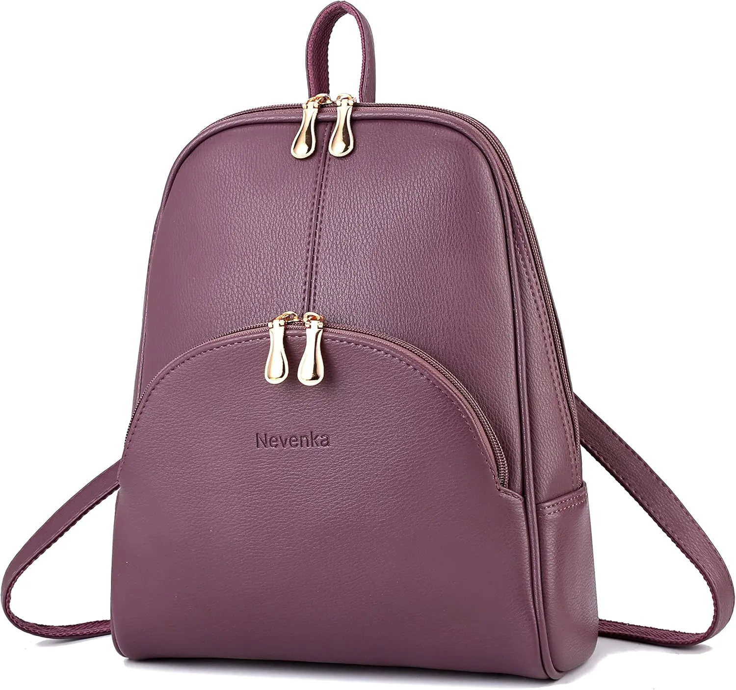 Nevenka Backpack Purse for Women Casual Shoulder Bag PU Leather Zipper Closure Adjustable Strap