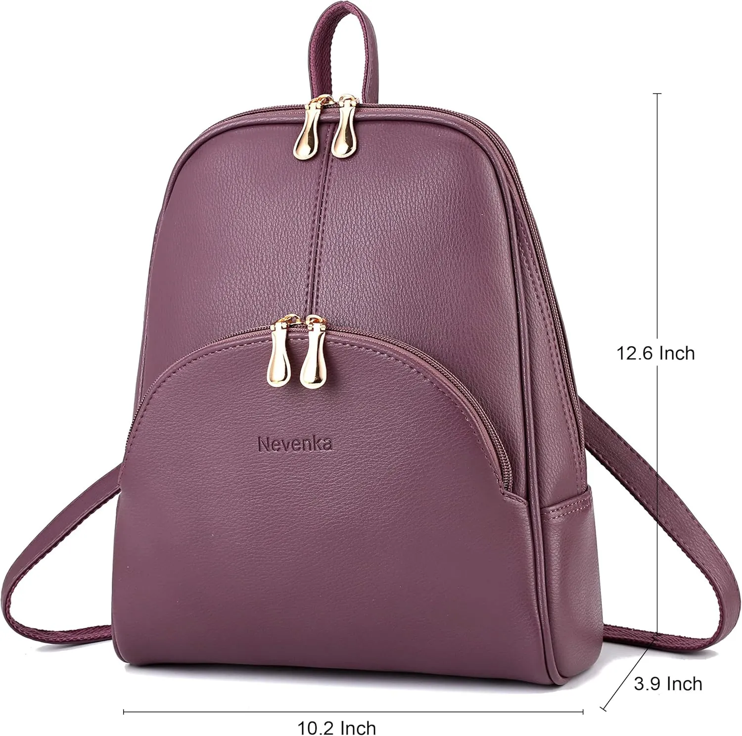 Nevenka Backpack Purse for Women Casual Shoulder Bag PU Leather Zipper Closure Adjustable Strap
