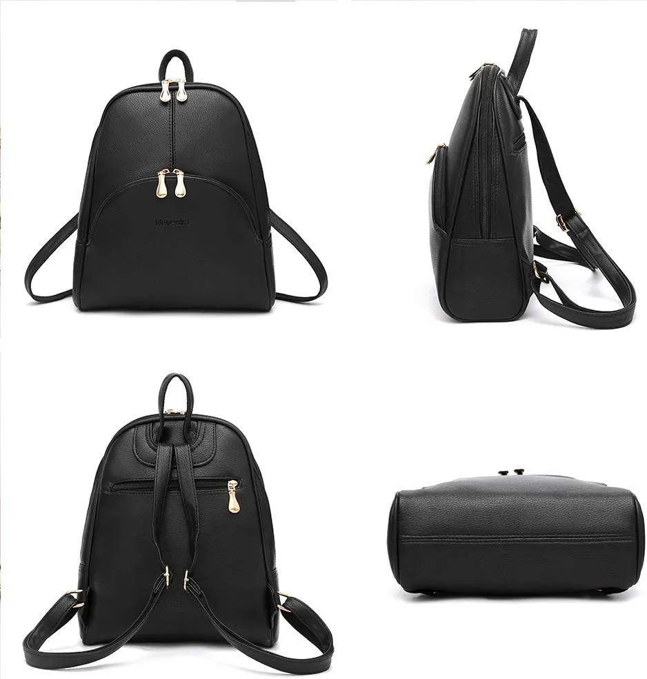 Nevenka Backpack Purse for Women Casual Shoulder Bag PU Leather Zipper Closure Adjustable Strap