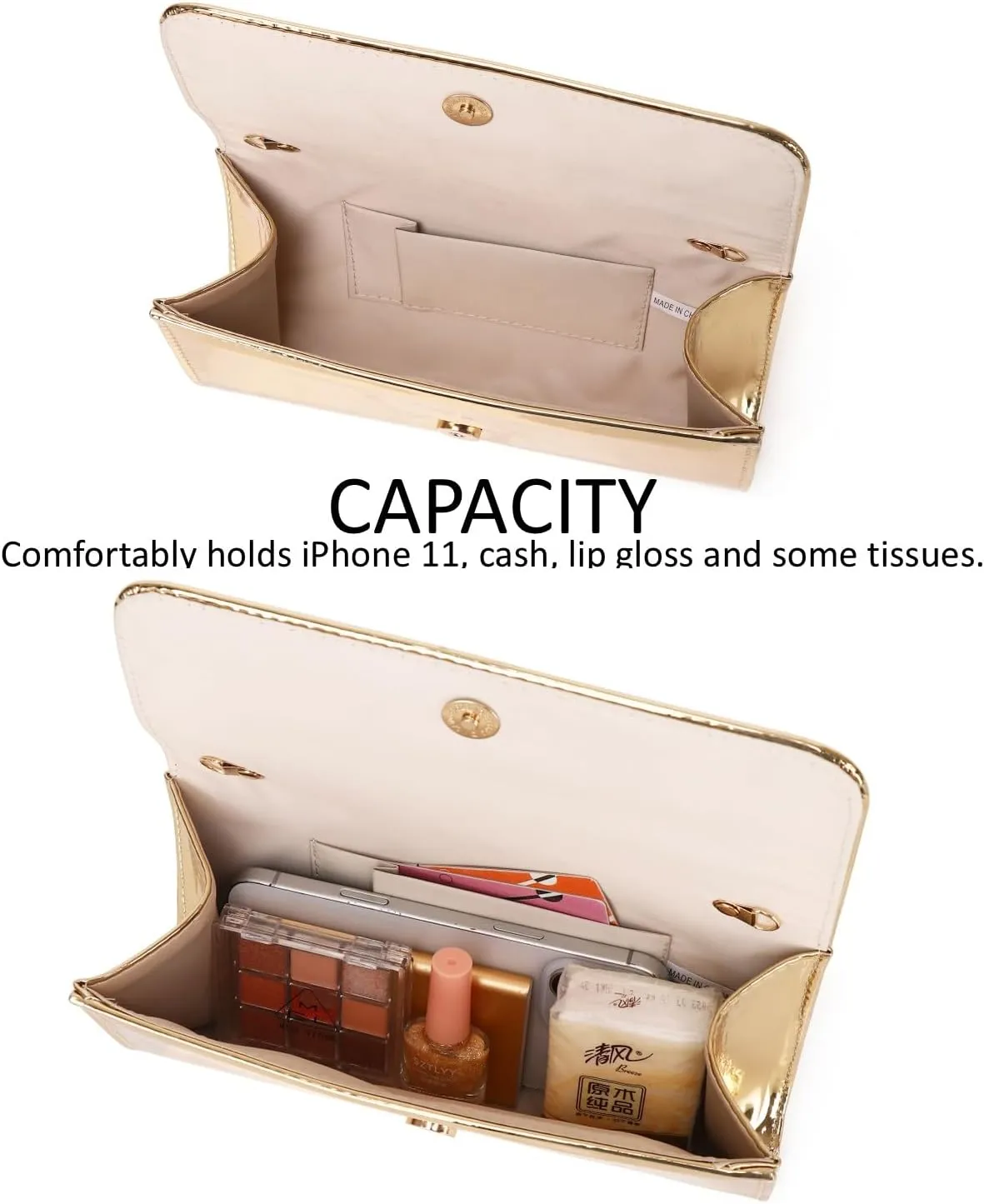 Patent Leather Envelope Clutch Womens Evening Handbag Stylish Shoulder Bag Purse for Christmas Wedding Party Prom