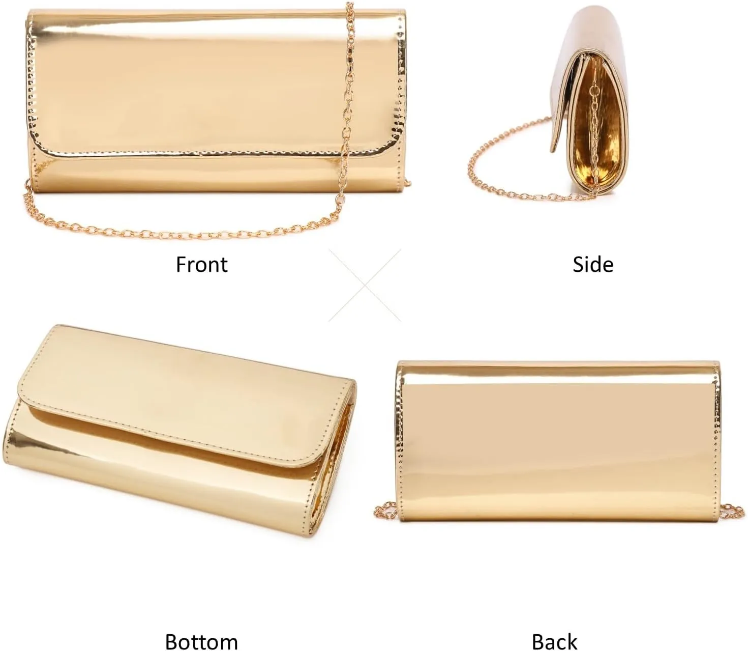 Patent Leather Envelope Clutch Womens Evening Handbag Stylish Shoulder Bag Purse for Christmas Wedding Party Prom