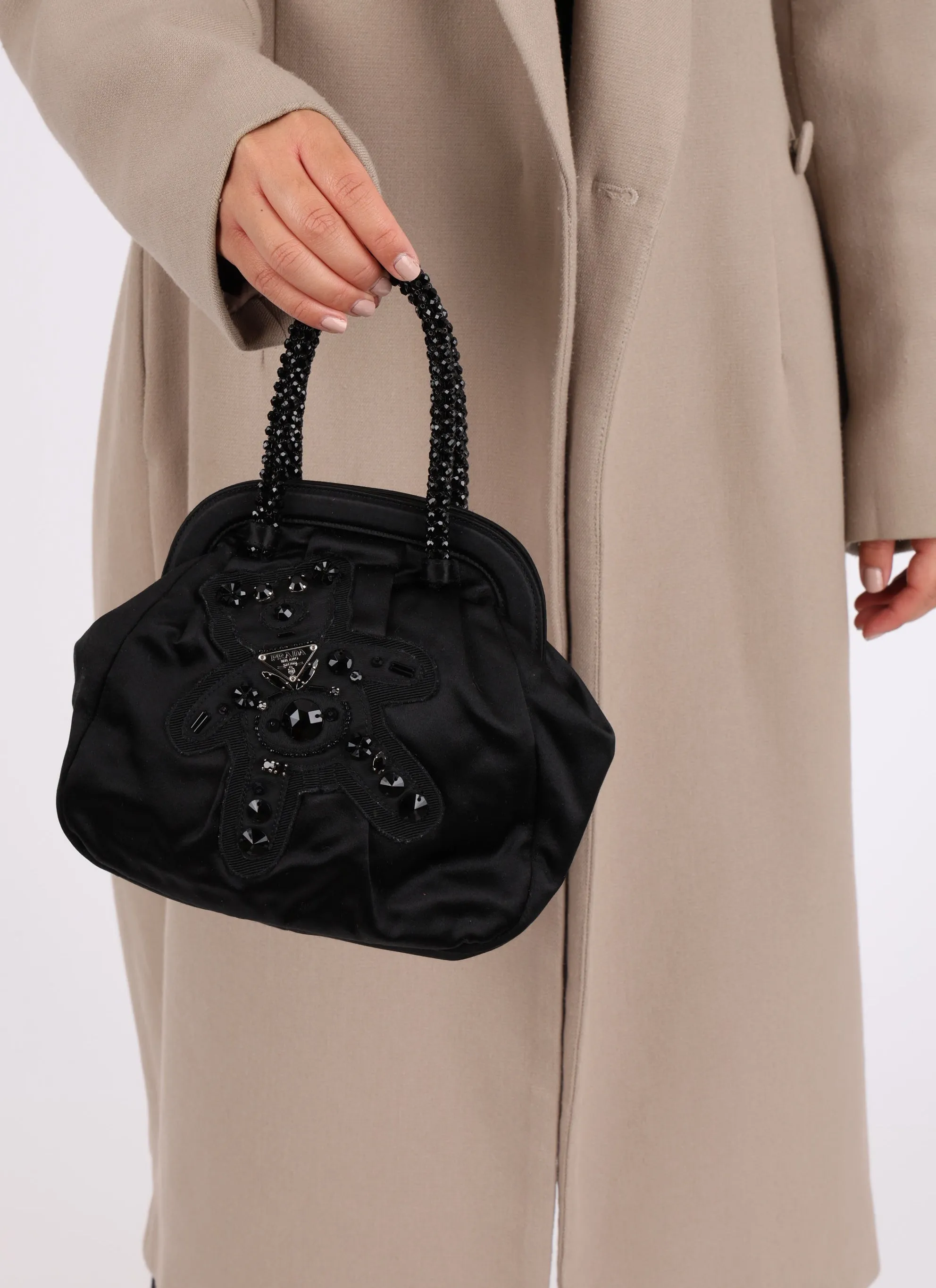 Prada Satin Beaded Teddy Bear Mini Bag
