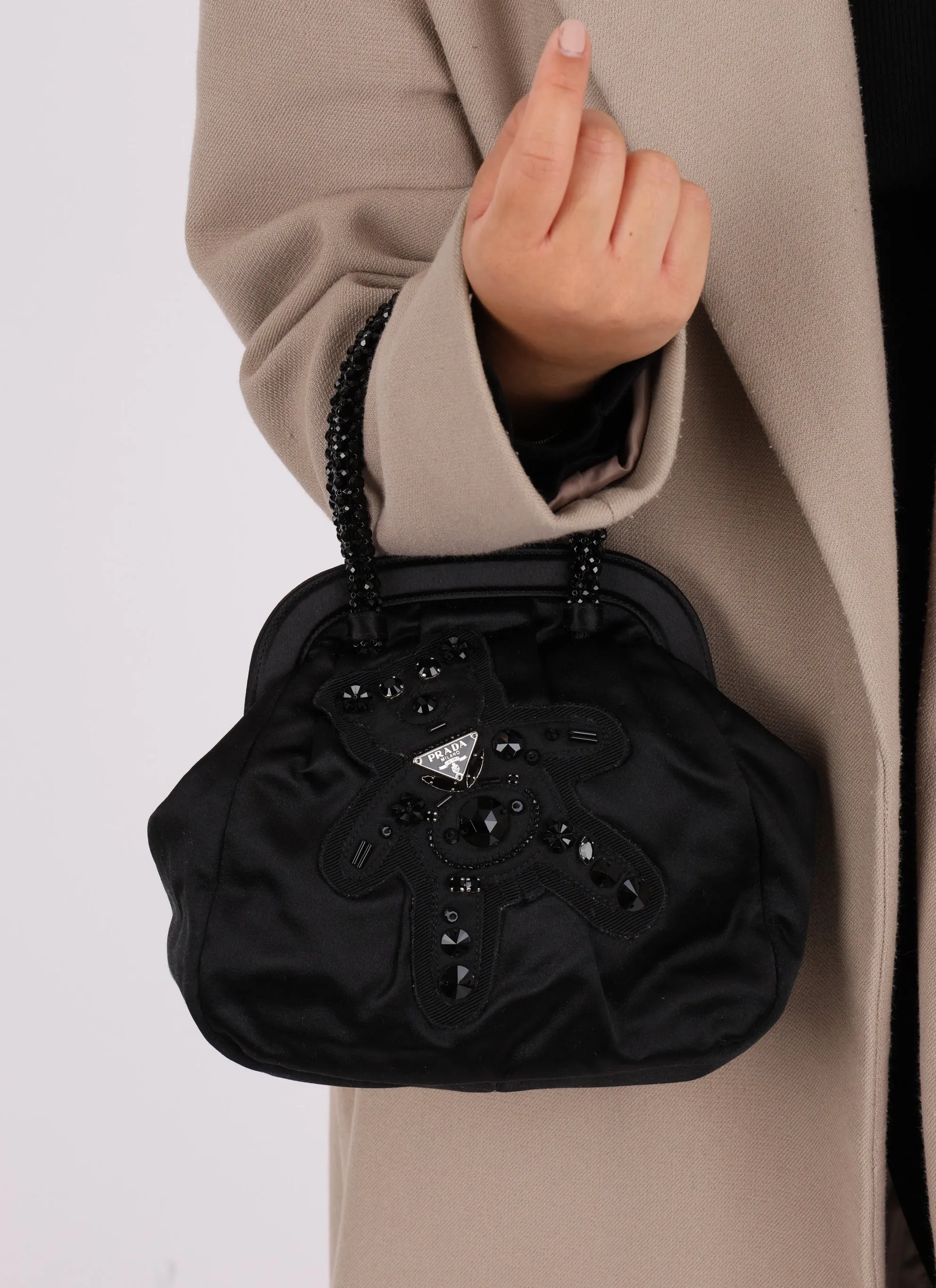 Prada Satin Beaded Teddy Bear Mini Bag