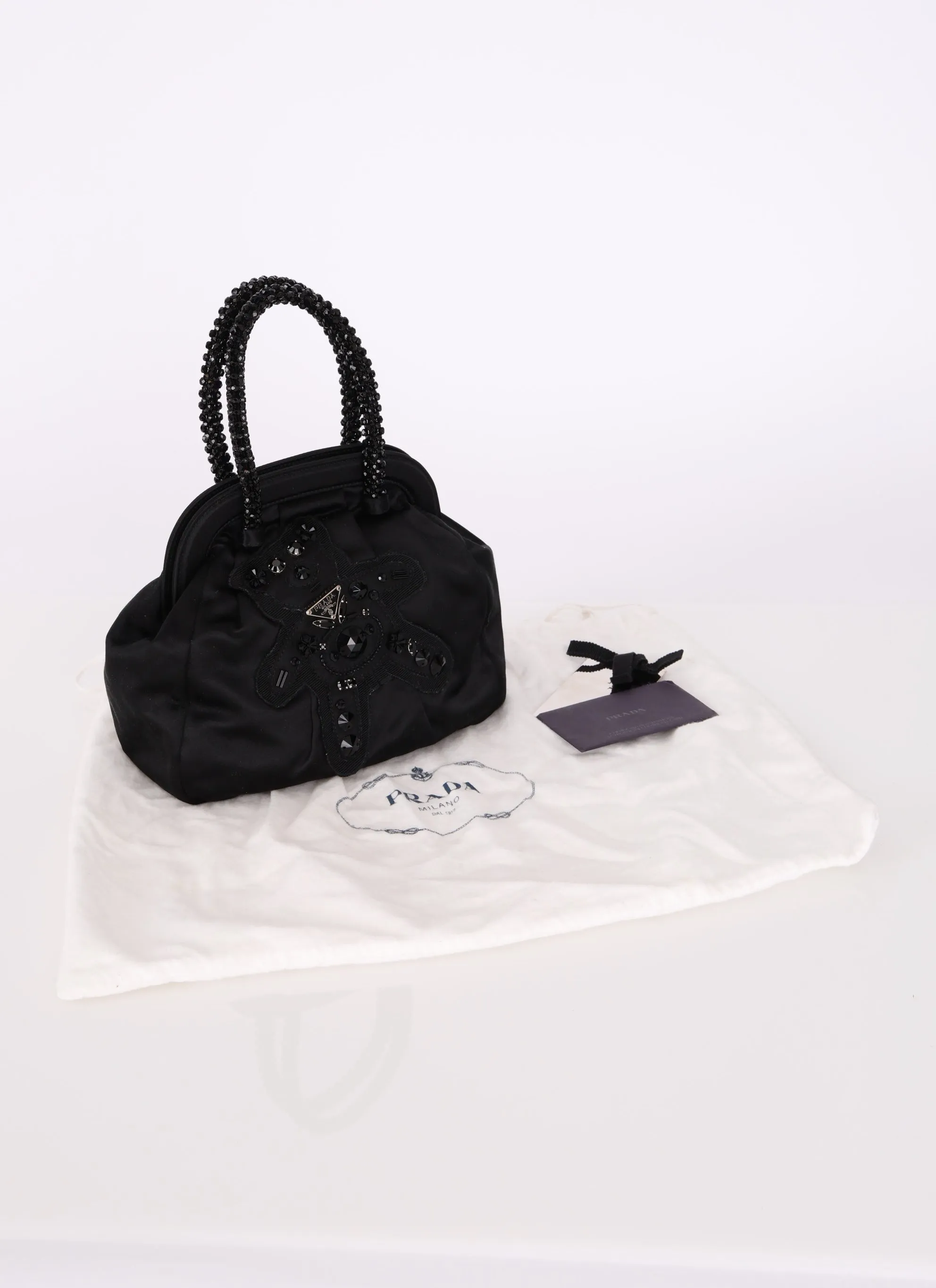 Prada Satin Beaded Teddy Bear Mini Bag