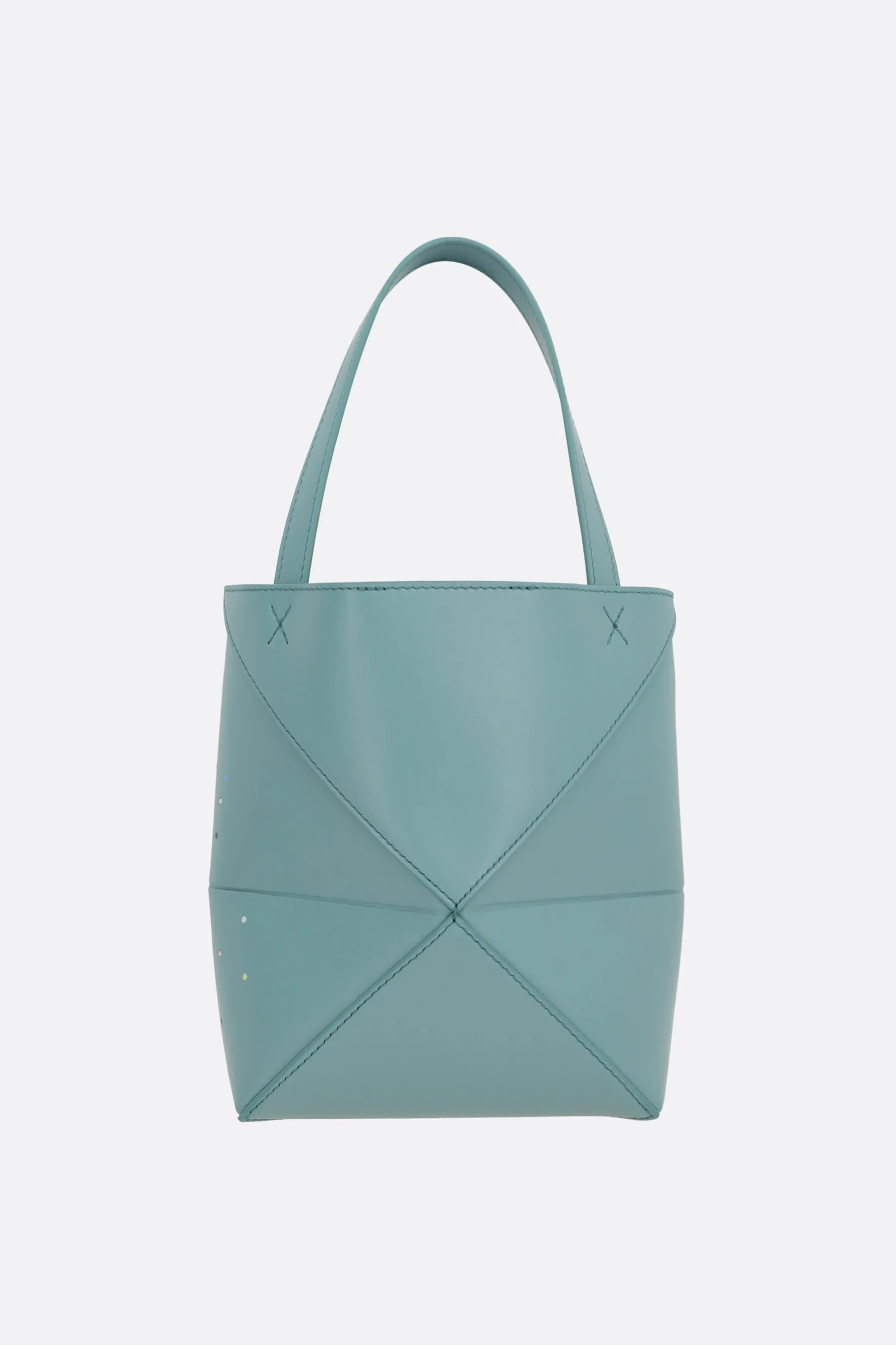 Puzzle Fold Graphic Print Leather Tote