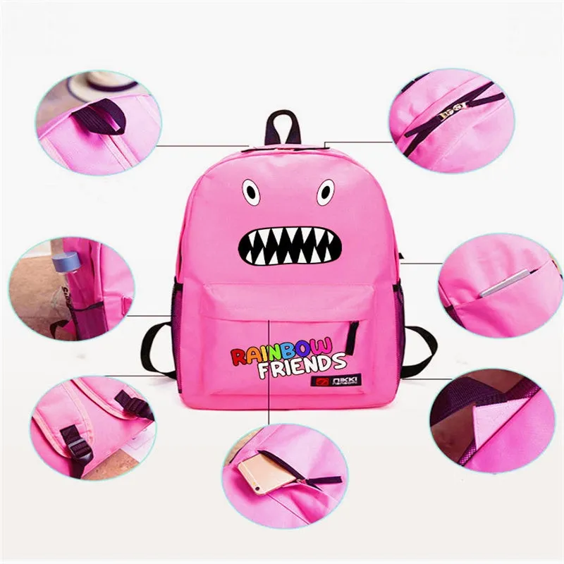 Rainbow Friends Backpack Cartoon Student Large Capacity School Bag Outdoor Travel Bag