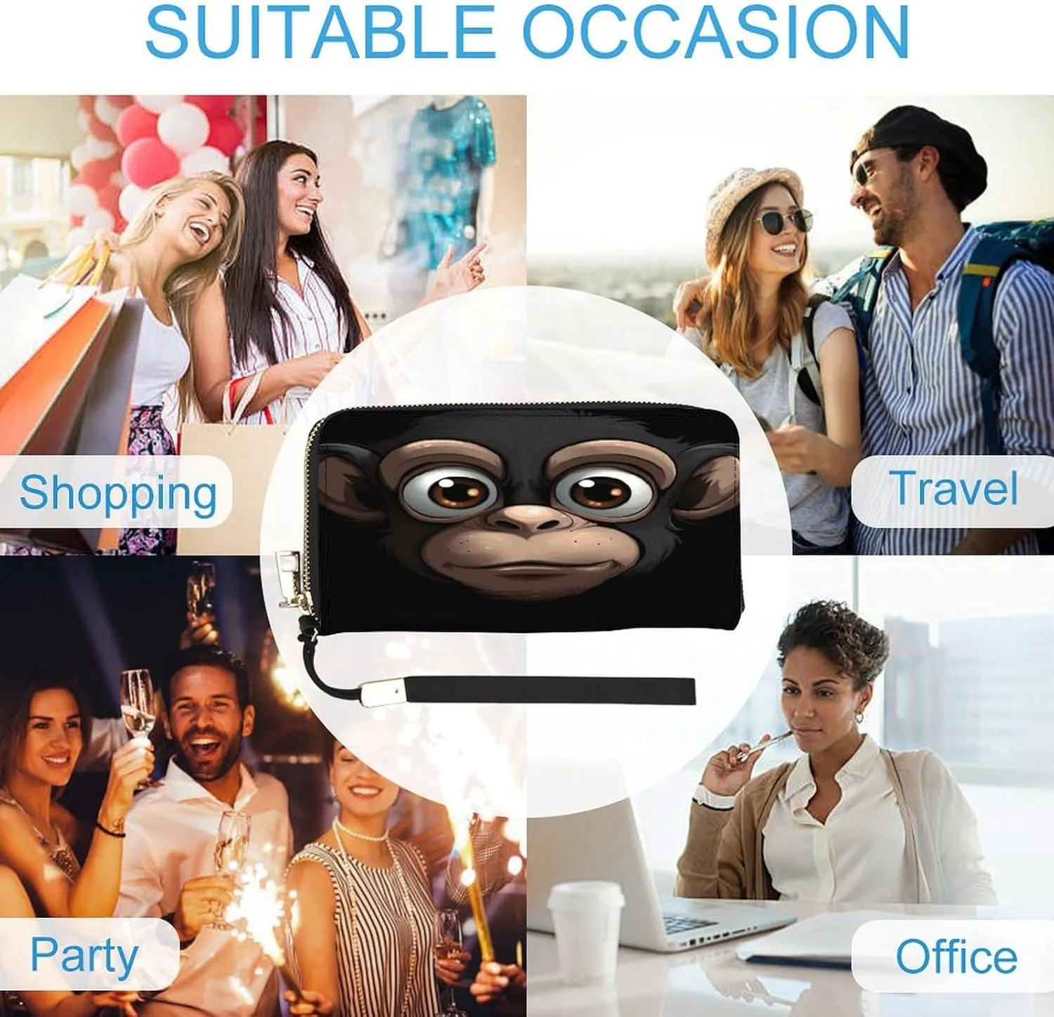 Rfid Wallet Women Personalized Cartoon Monkey Long Clutch Wallet Card Wallets For Women Men