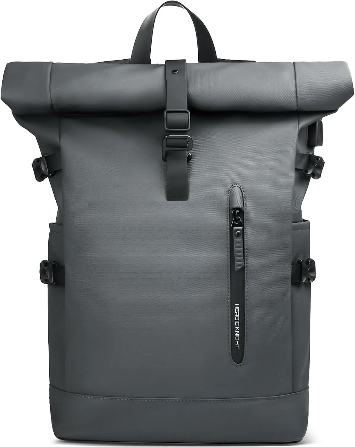 Roll Top Laptop Backpack for Men Women, Expandable Casual Daypack for 15.6 Inch Macbook Water-Resistant Commuter Laptop Rucksack Large Capacity Adjustable 18-27L for Work Business College-Grey