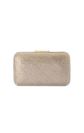 RONNY CRYSTAL MESH CLUTCH IN CHAMPAGNE