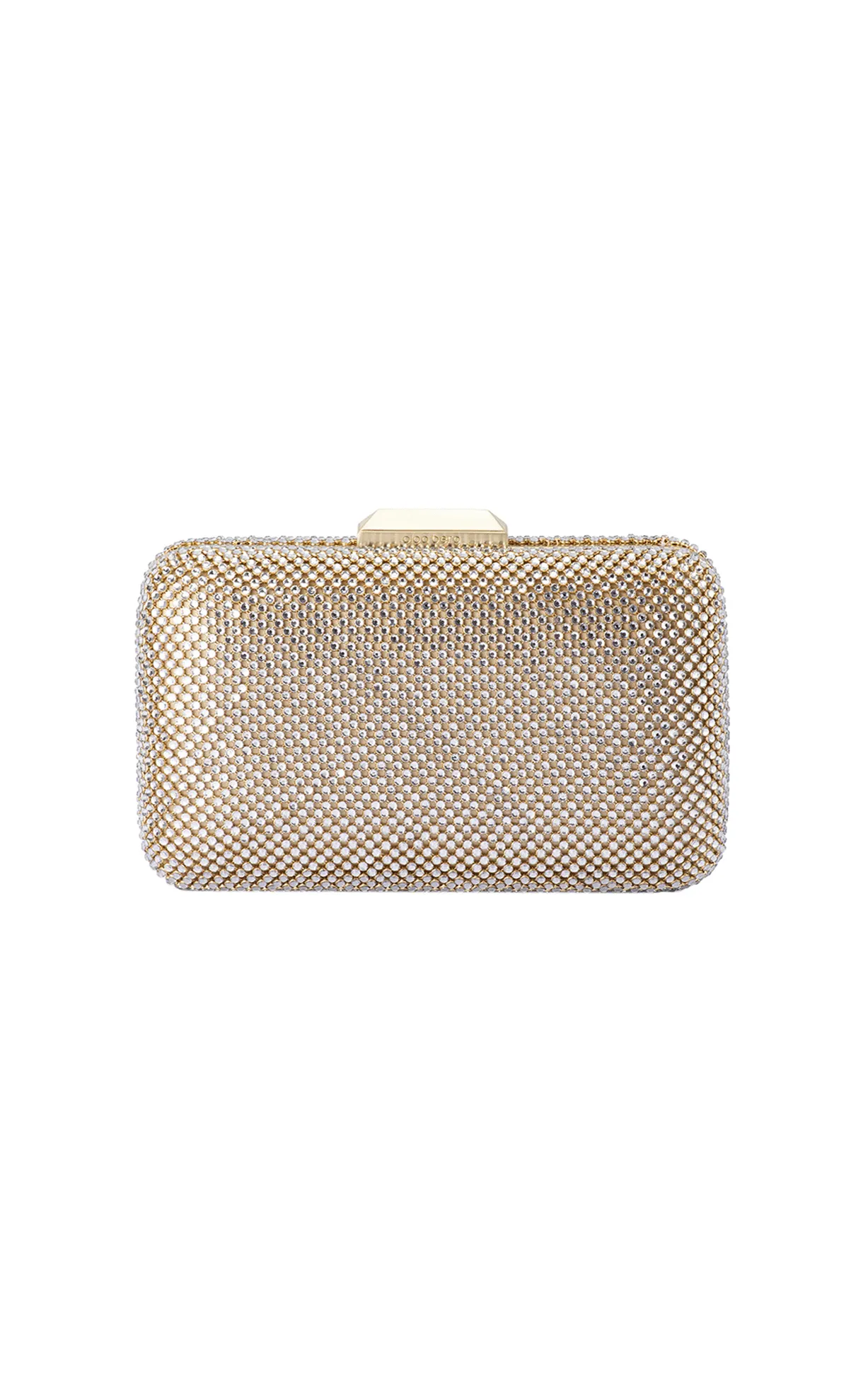 RONNY CRYSTAL MESH CLUTCH IN CHAMPAGNE