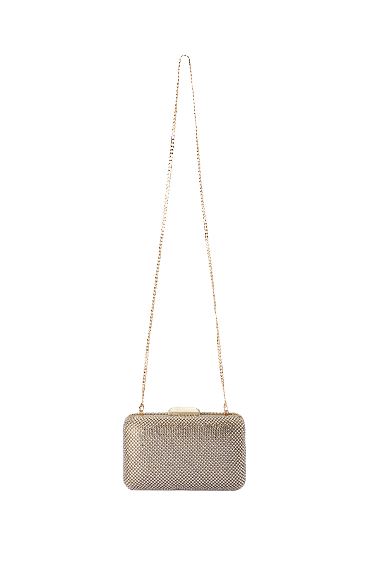 RONNY CRYSTAL MESH CLUTCH IN CHAMPAGNE