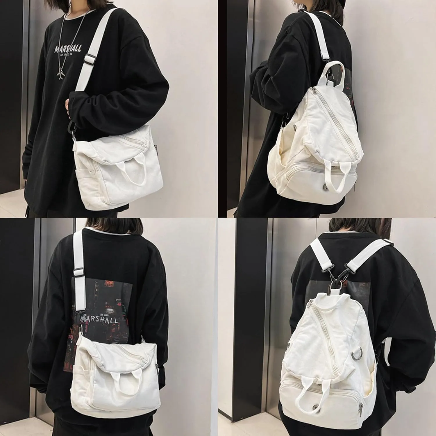 Small Backpack for Women Cute Backpack Ladies Canvas Backpack Purse for Women Men Casual Daypack Fashion Satchel Bag for Daily,Work, (White)