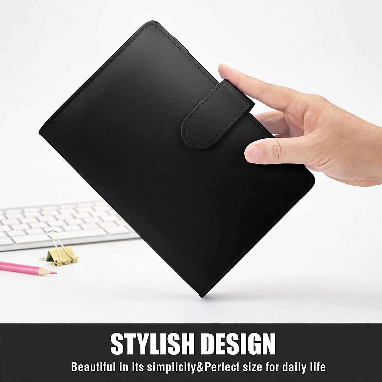 Sooez A6 Notebook Binder, 6 Ring Planner PU Leather Personal Organizer With Magnetic Buckle Closure, Loose Leaf Portfolio Cover, 7.48"x5.2"