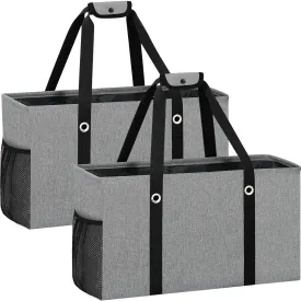 Standing Extra Large Utility Tote Bag with Metal Wire Frame, Large Structured Tote Bag with Hard Bottom, Beach Bag