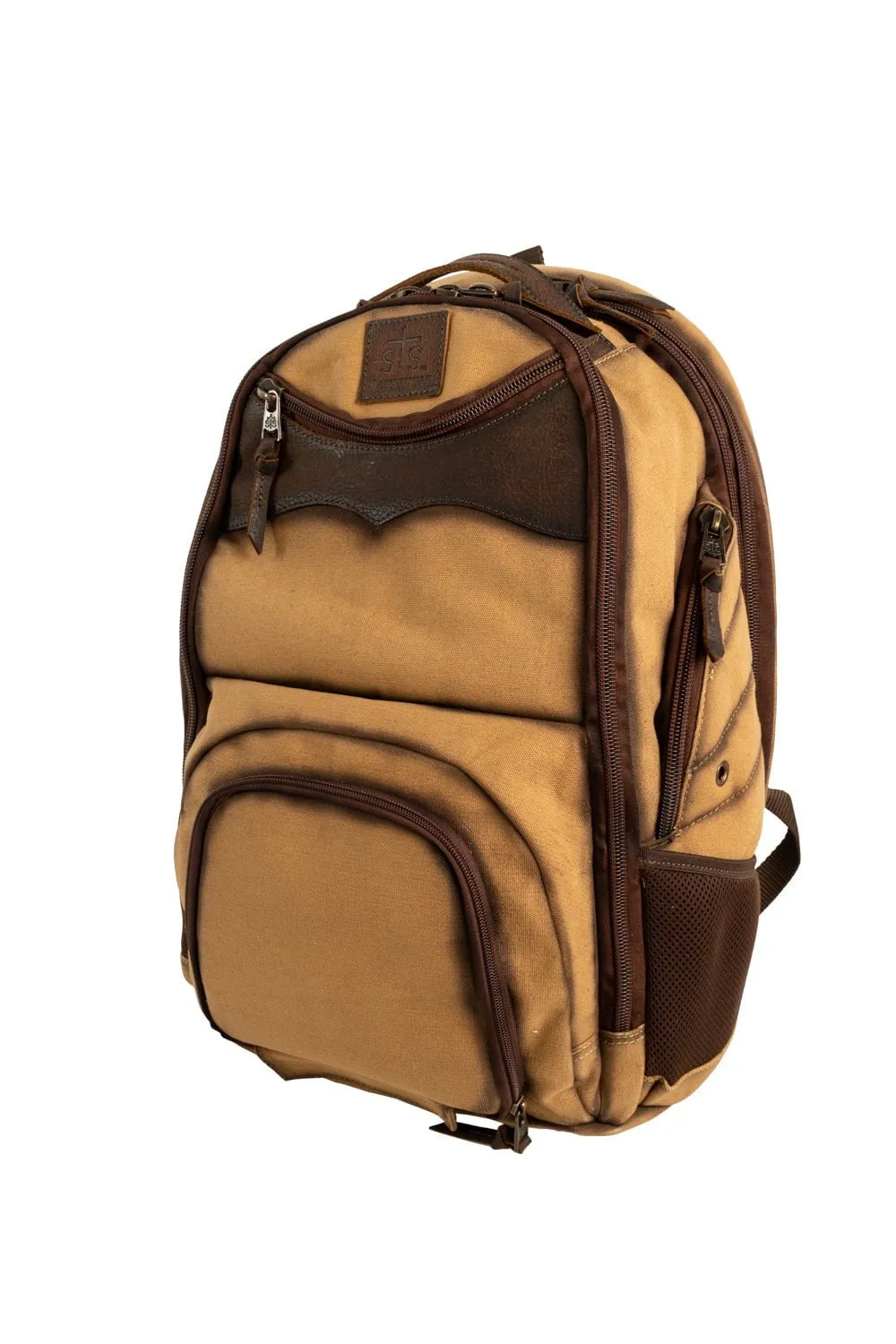 STS Ranchwear Mens Buffalo Creek Theo Tan/Chestnut Buffalo Leather Backpack