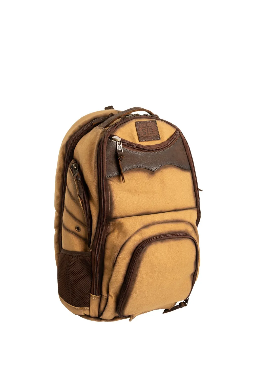 STS Ranchwear Mens Buffalo Creek Theo Tan/Chestnut Buffalo Leather Backpack