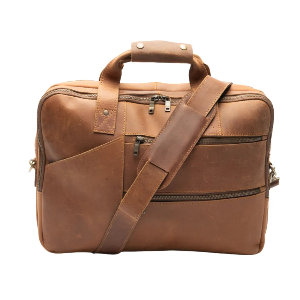 Tan Leather Briefcase laptop Bag