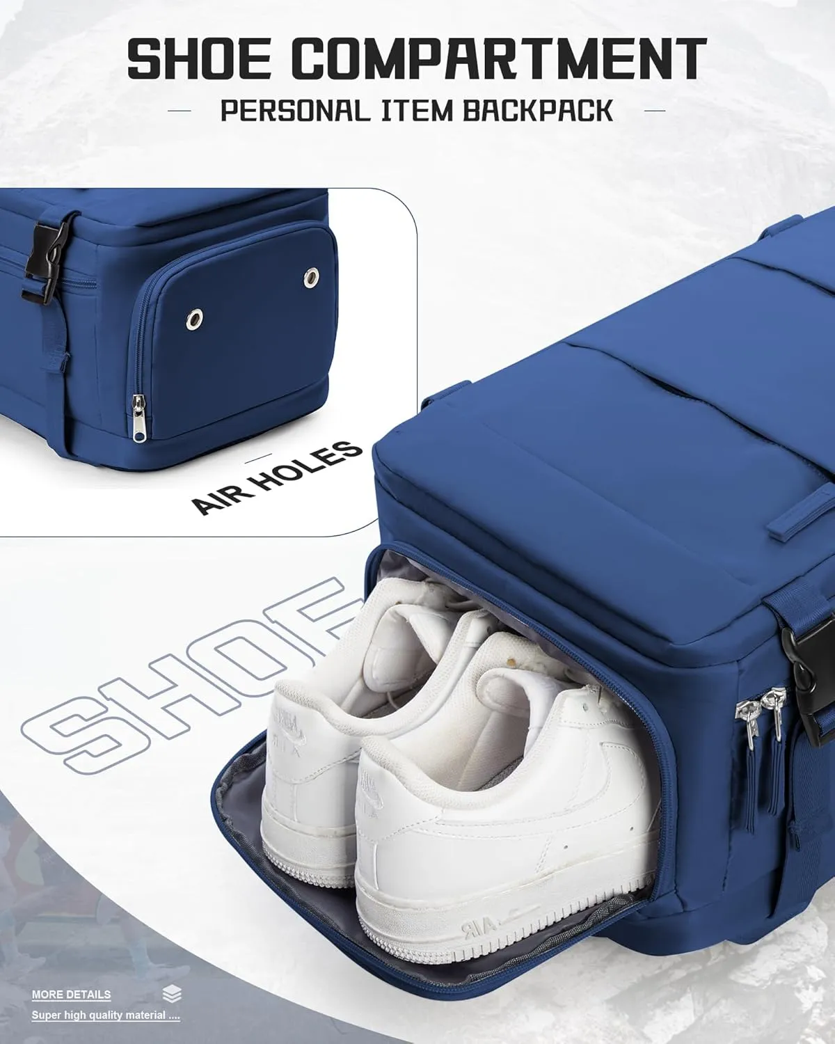 Travel Backpack Carry on Flight Approved Carry on Backpack for Airplanes Personal Item Travel Bag 18x14x8 Inches Traveling Backpack for Men Women Airback Backpack for Travel Mochila de Viaje Navy Blue