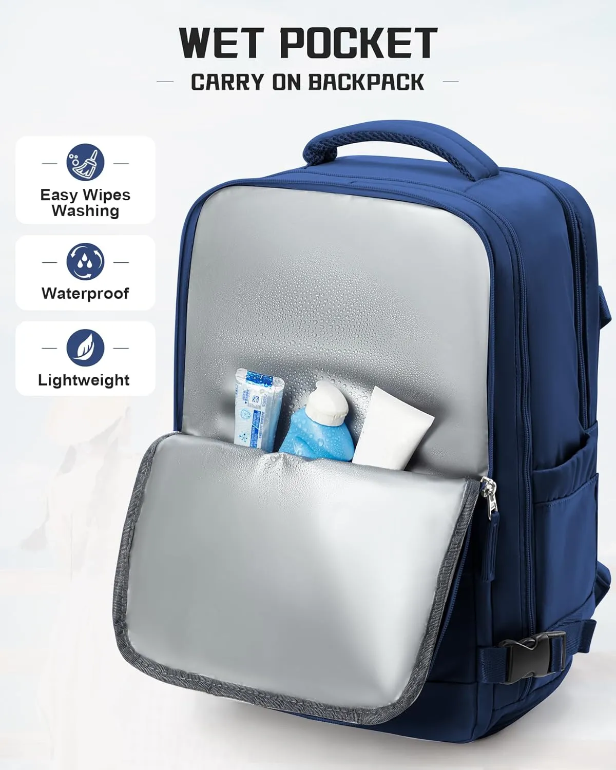 Travel Backpack Carry on Flight Approved Carry on Backpack for Airplanes Personal Item Travel Bag 18x14x8 Inches Traveling Backpack for Men Women Airback Backpack for Travel Mochila de Viaje Navy Blue