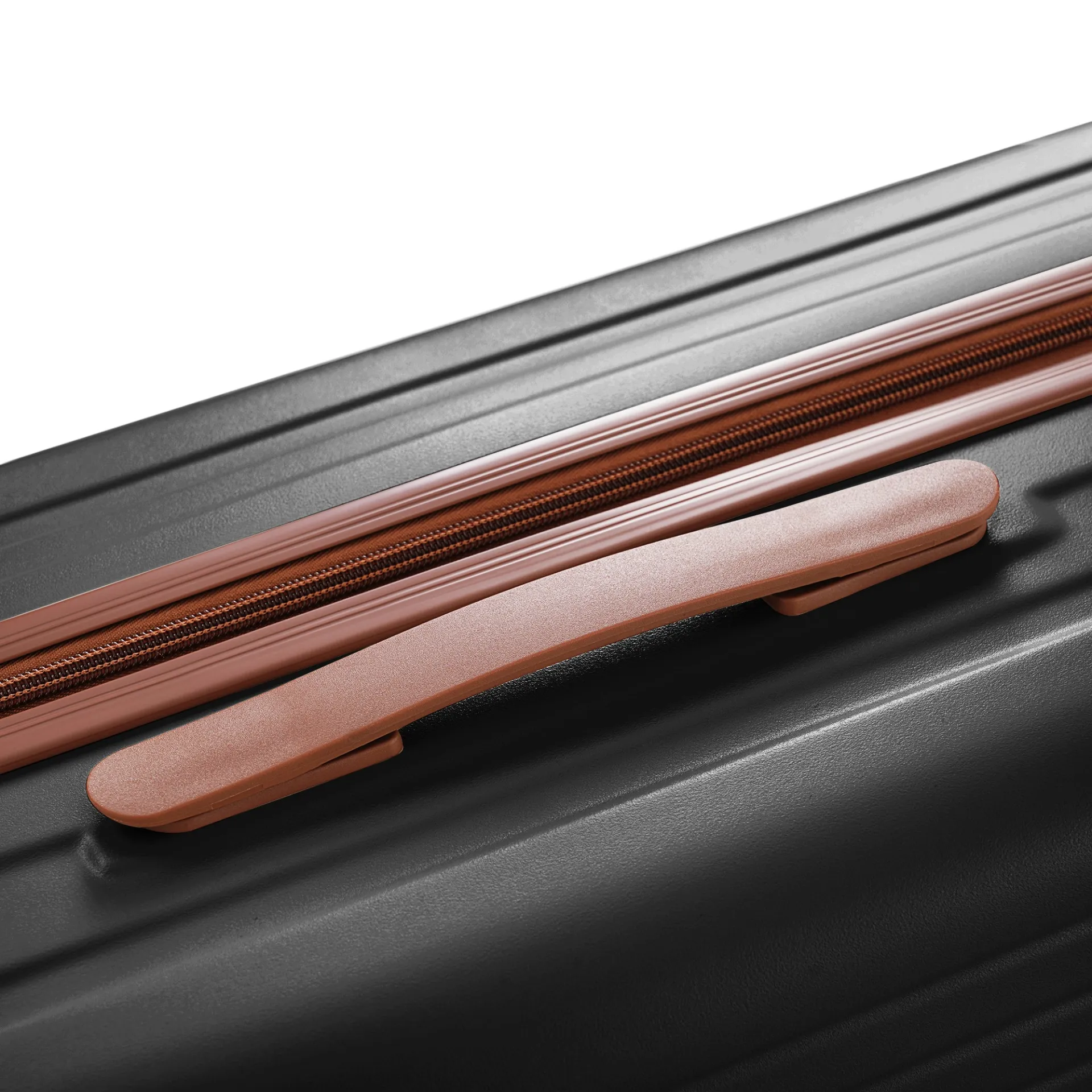 Versatile 20-Inch Expandable Carry-On Set with USB Port & Cup Holder - Durable ABS Luggage and Travel Bag Combo in Black and Brown