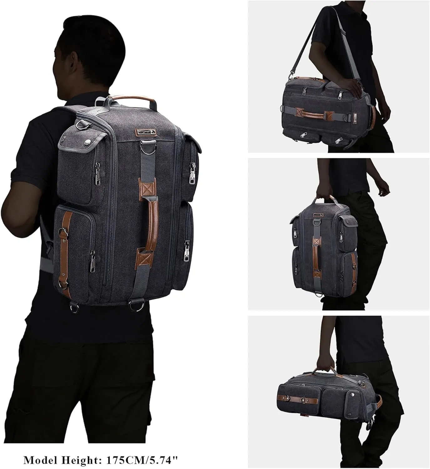 WITZMAN Travel Backpack for Men and Women Carry On Canvas Backpack Duffel Bag for Airplanes Fit 17 Inch Laptop