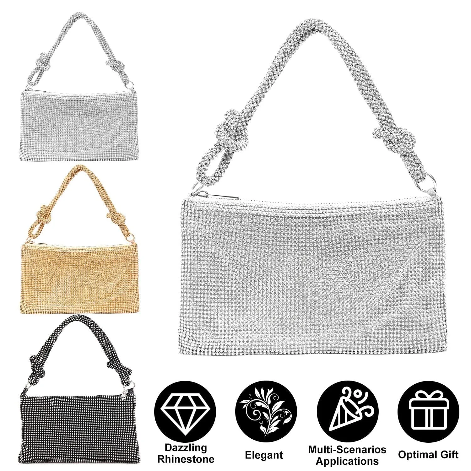 Women Glitter Evening Bags Shiny Rhinestone Handbag Purses