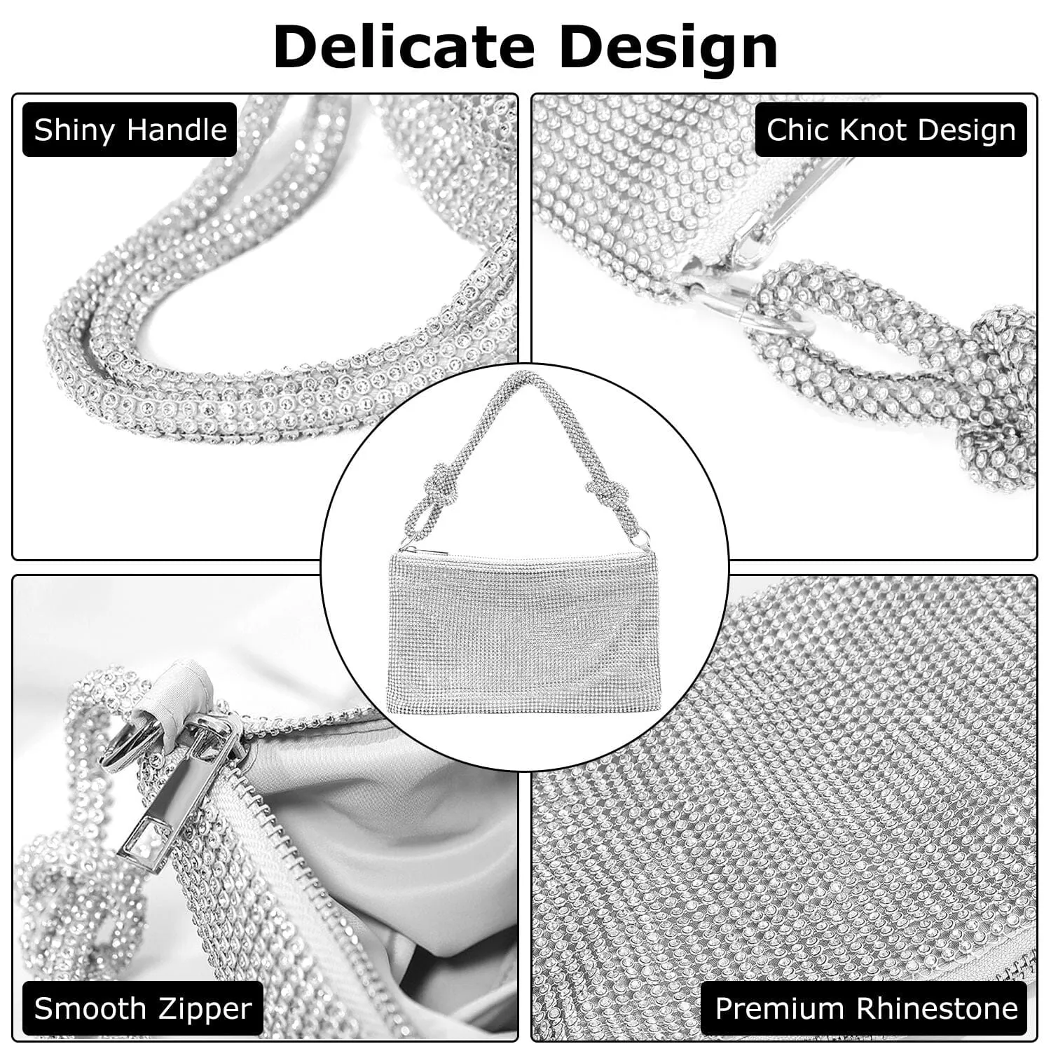 Women Glitter Evening Bags Shiny Rhinestone Handbag Purses
