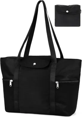 Women tote Bags for Work with Zipper 15.6 Laptop Compartment,Foldable Lightweight Shoulder Handbag for Office Travel